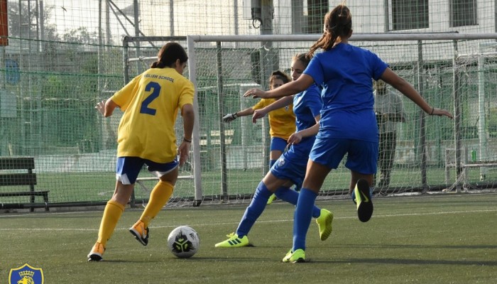 U15 Girls Football team in action