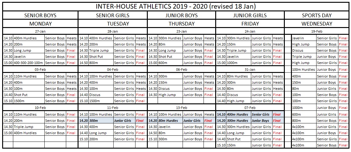 The English School: Inter-house Athletics Competition