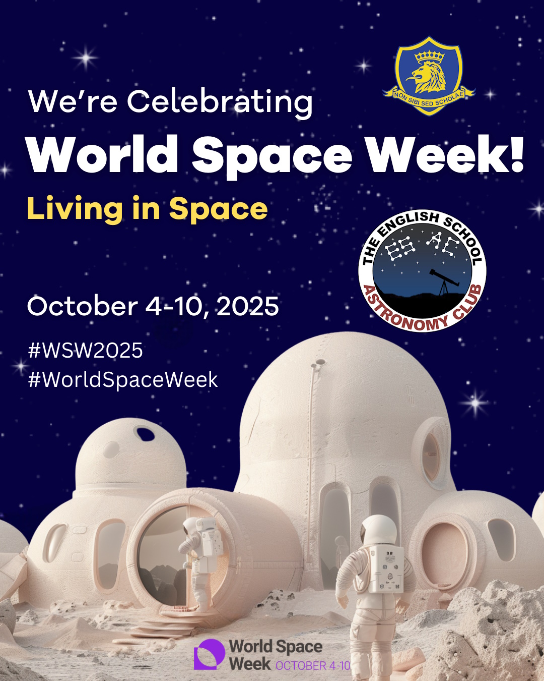 World Space Week 2025: Mission Space Life — Lecture & Telescope Night (Fri 10 Oct, 19:30–21:30)